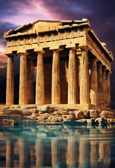 Ancient Greek image with the Temple of Athena as an example