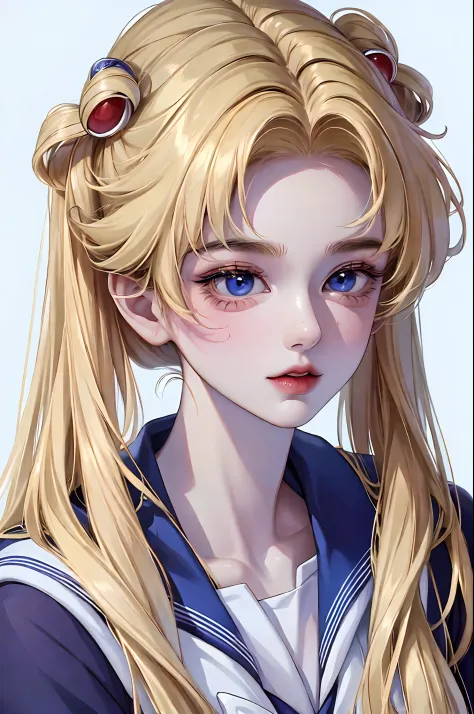 1 girl, Absurdres masterpiece HDR high quality portrait of sailor moon a beautiful girl with beautiful blonde hair and anime eye...
