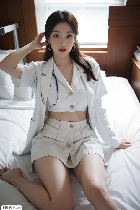 1girls, bestquality, office,hospital,Realistic, real light, large boobs、tremendously big.,beste-Qualit, ultra-high resolution, (photorealistic portrait:1.4),master-piece, office, Whole body,Female Doctor,doctor,Female Doctor,Gown set,white outfit,Stretch y...