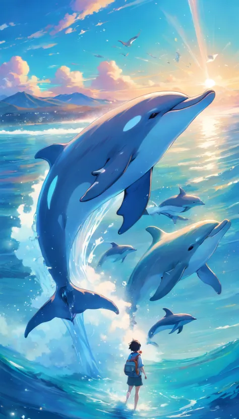 Amazon.com: Dolphin Anime Kawaii Dolphin Anime Chibi Kawaii Japanese Funny  Design Throw Pillow, 16x16, Multicolor : Home & Kitchen