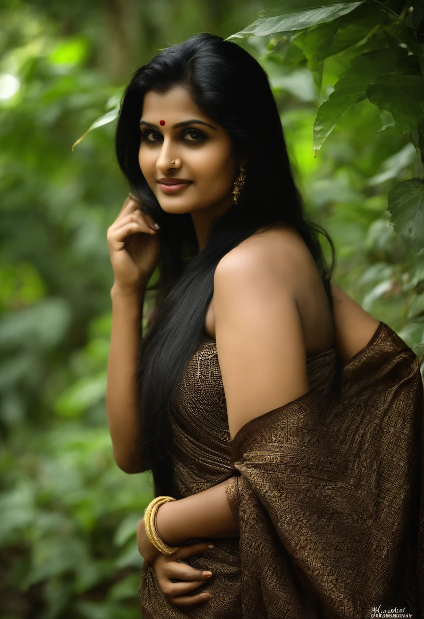 Anusha hot photoshoot in brown sari dress - SeaArt AI