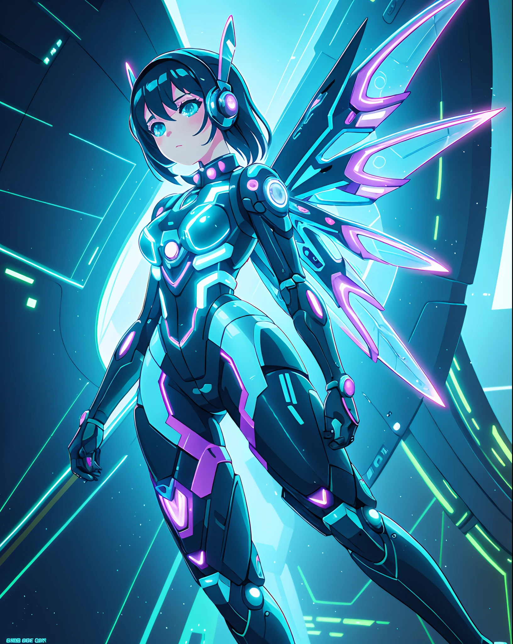 anime, cyber, girl, wings, cyber girl - SeaArt AI