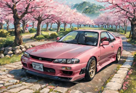 (best quality,highres,masterpiece:1.2),ultra-detailed,realistic,photorealistic:1.37,illustration,[nissan silvia s14 2002],japane...