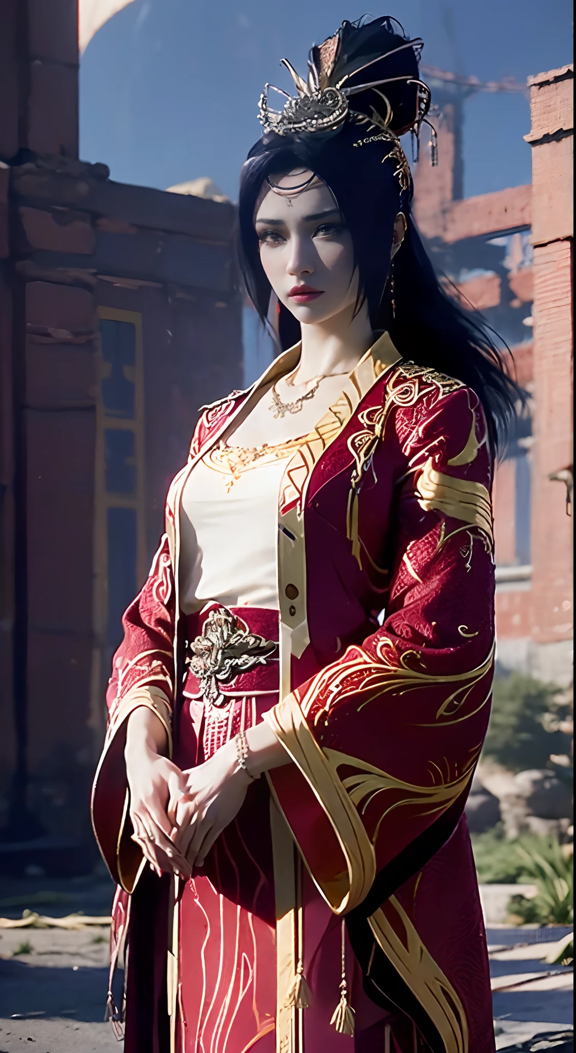 ((best qualtiy)), ((tmasterpiece)), (the detail:1.4), 。.3D, A beautiful image of an ancient woman,Yunyun，hdr（HighDynamicRange）,Ray traching,NVIDIA RTX,Hyper-Resolution,Unreal 5,Subsurface scattering、PBR Texture、post-proces、Anisotropy Filtering、depth of fields、maximum definition and sharpness、Many-Layer Textures、Albedo e mapas Speculares、Surface coloring、Accurate simulation of light-material interactions、perfectly proportions、rendering by octane、Two-colored light、largeaperture、Low ISO、White balance、the rule of thirds、8K raw data、