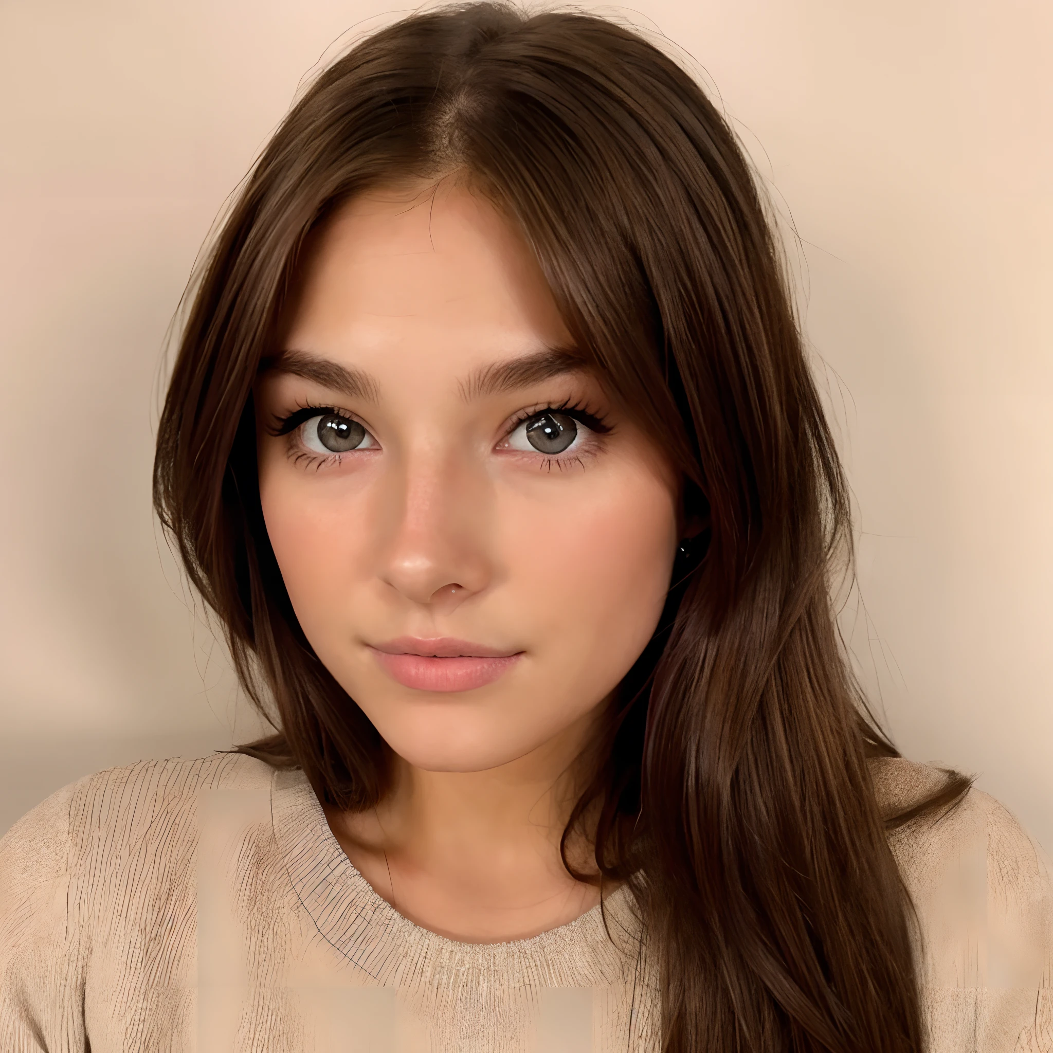 19 year old brown haired girl full face portrait, hazel eyes, natural ...