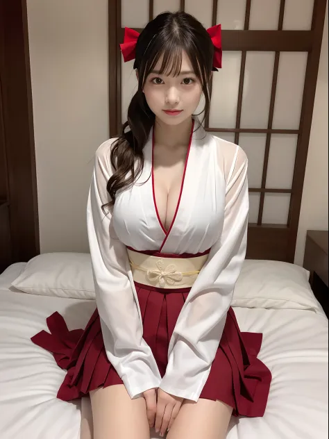 Woman in red skirt and white shirt is taking pictures, japanese girl school uniform, hakama kimono, Japan school uniform, Collar white and red, A Japanese style, Red kimono, Japanese style, traditional japanese, Wearing Hakama, japanese kimono,Winter lands...
