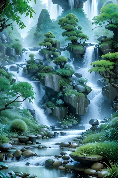 Landscape scenery of Guilin，mountain stream， rivulets， the trees，speleothems, waterfallr, tree, rivulets, bamboos, deers, hot on...