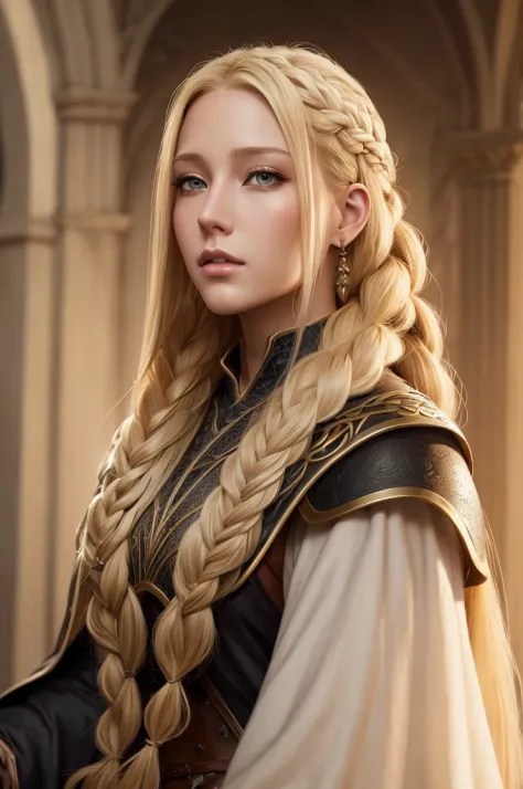 blond haired woman with long braids,Artstation, fantasy art, stunning character art, epic fantasy art style, fantasy art style, ...