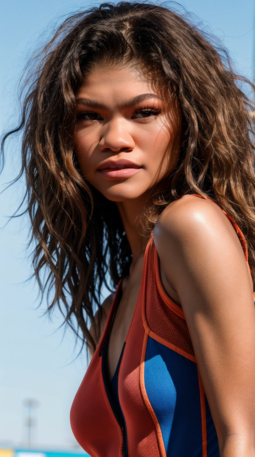 Zendaya, beautiful mature American college girl, in track outfit - SeaArt AI