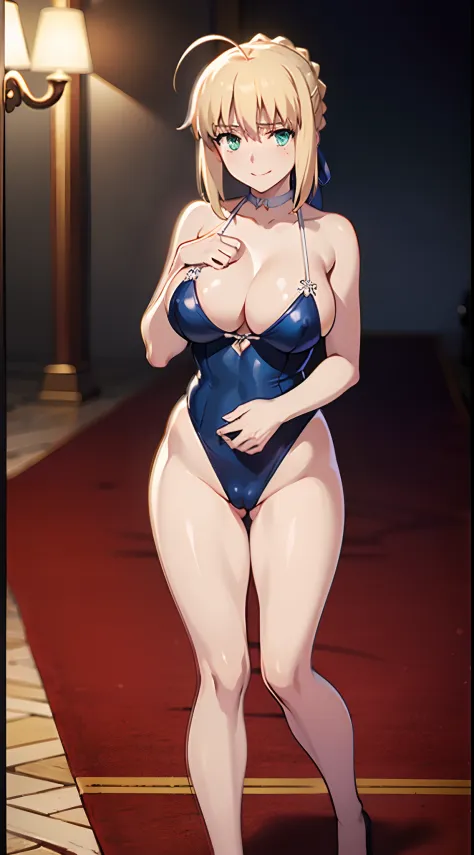 NSFW、（masutepiece、of the highest quality、Best Quality、Official art、Beautiful CG,）artoria、Colossal tits、Photorealsitic、（Rolling eyes:1.5）、masturbation、Smile embarrassedly、Heart symbol in the eye、NSFW、Vegas Casinos、Slingshot swimsuit