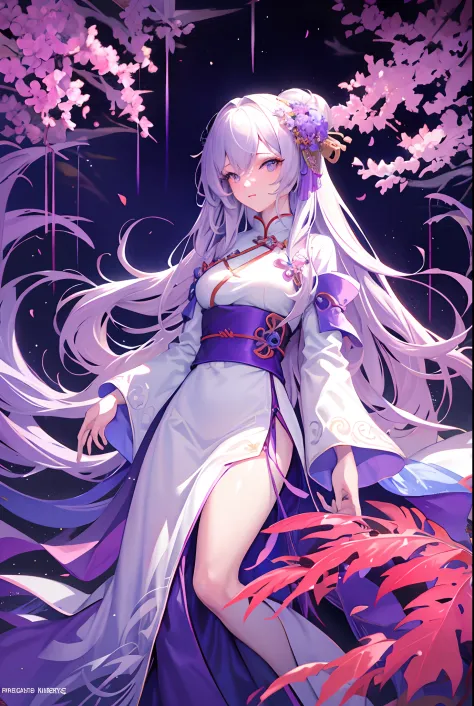 anime girl with long hair andl ight purple pik hair in white dress, fine details. girls frontline, from girls frontline, official character art, fate grand order, detailed anime character art, girls frontline cg, hajime yatate, anime style like fate/stay n...