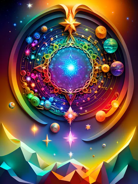 light rays, ethereal figures, mystical symbols, ancient manuscripts, celestial beings, vibrant energy, divine wisdom, transcendental experience, melodic harmonies, cosmic connection, spiritual enlightenment, sacred geometry, radiant colors, celestial realm...
