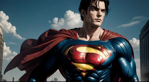 Superman, gezeichnet in einer Mischung aus Tim-Burton-Stil und Dragonball-Stil