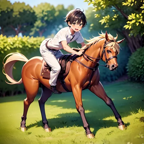 (young boy) , centaur , shota , shota riding centaur