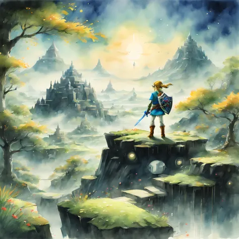 (zelda style scenery:1.5), (zelda theme:1.5), (ink and watercolor painting:1.5), (tasteful:1.5), (ink and watercolor painting:1....