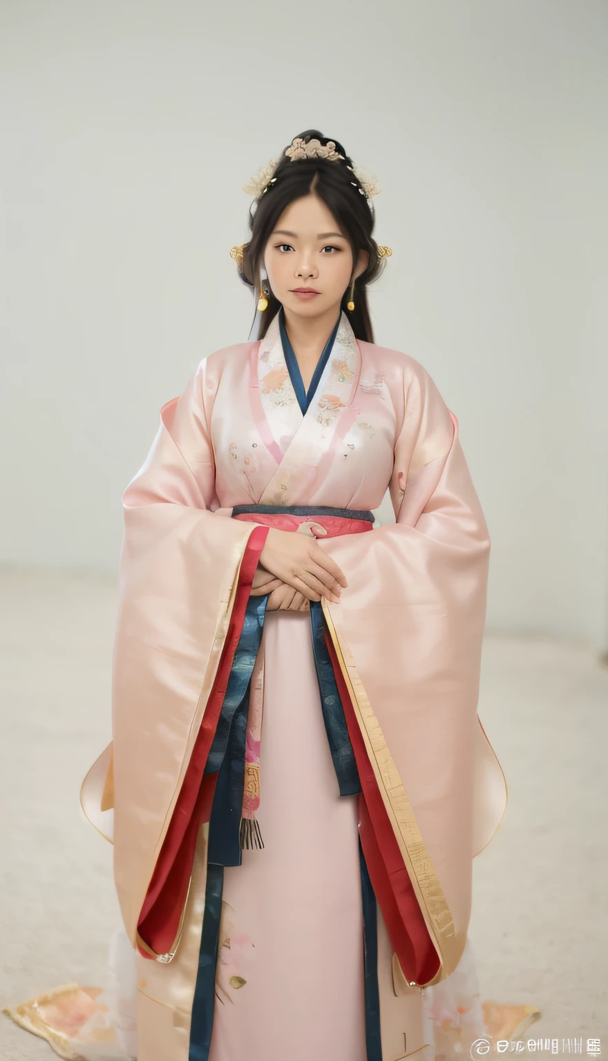 eine Frau in einem rosa Kleid posiert für ein Foto, Das Tragen antiker chinesischer Kleidung, Hanfu, traditionelle chinesische Kleidung, mit antiker chinesischer Kleidung, weißer Hanfu, Palast ， mädchen in hanfu, das Gewand einer Adligen tragend, Alte chinesische Prinzessin, inspiriert von Jeong Seon, Koreanischer Hanbok, Prinzessin aus der alten asiatischen Dynastie, chinesisches Kostüm, Hanbok