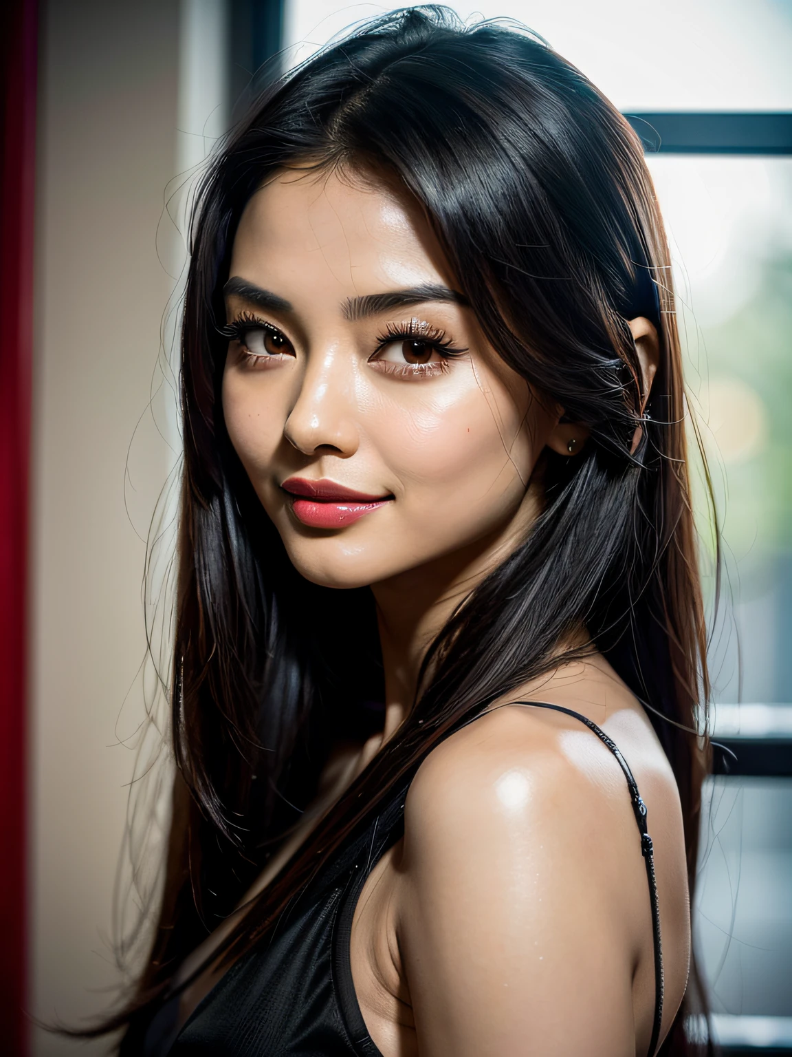 ((Masterpiece)), ((Realistic)), 8k, ((headshot)), (looking_at_viewer), (((extremely cute))), ((young chinese woman)), ((small broad captivating monolid ((black eyes)))), young Tang Yan:0.2, young Aishwarya Rai:0.1, Jade Thirlwall:0.2, young Miranda Kerr:0.1, young Cheryl:0.3, Angela Yeung Wing:0.1, young Ana de Armas:0.2, young Victoria Justice:0.2, young Eva Longoria:0.2, ((black hair)), ((red thin lips)), ((small nose)), (((red lipsstick))), ((round face)),((small eyebrows)), smiling