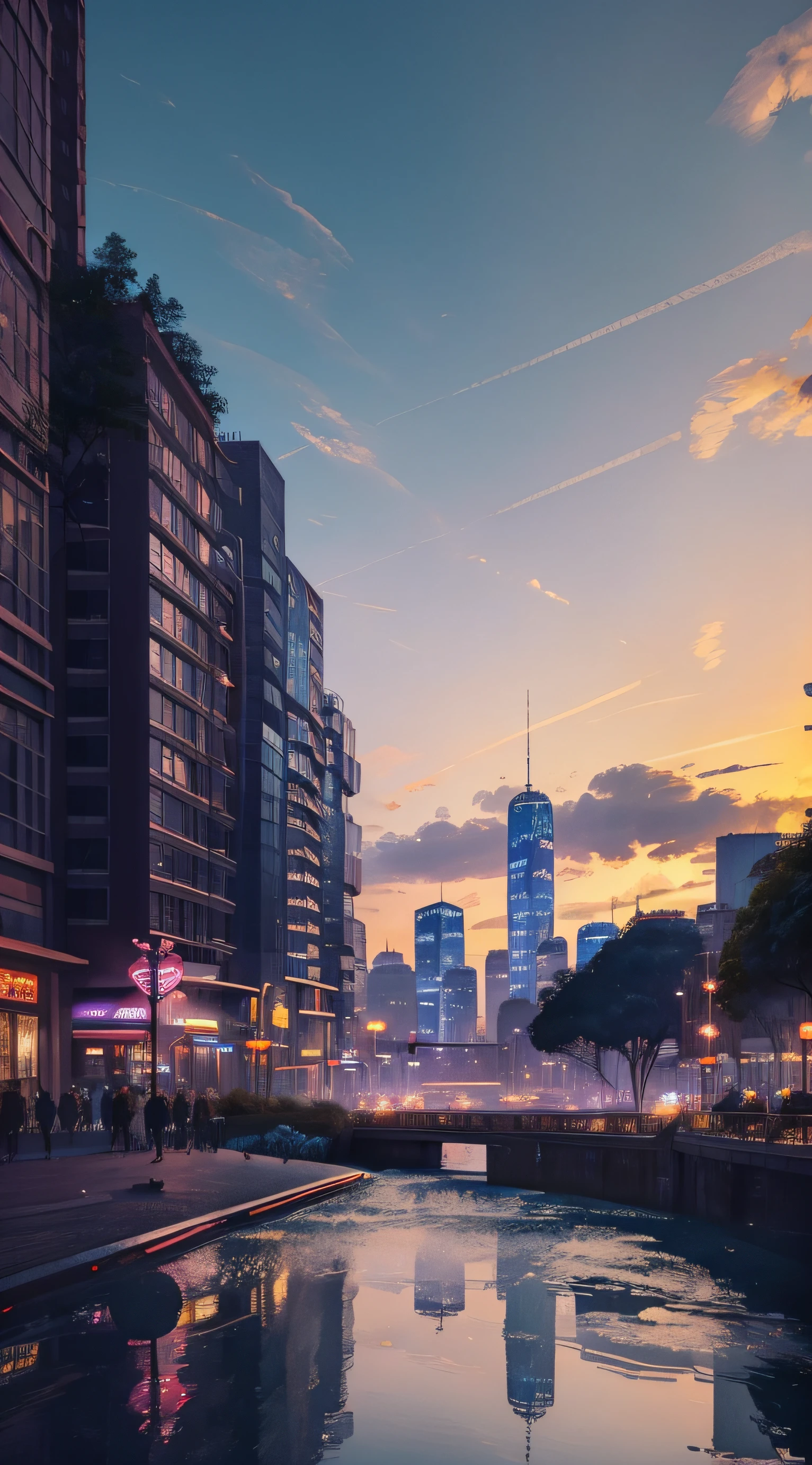 Un paisaje urbano futurista emerge de la oscuridad., Iluminado por vibrantes luces de neón rojas que serpentean por las calles de la ciudad.. La ciudad está bañada por un resplandor colorido., creando una atmósfera dinámica y electrizante. Los detalles ultra nítidos de los edificios y la arquitectura son visibles., mostrando la meticulosa artesanía y el intrincado diseño de las estructuras de la ciudad. Los colores son saturados y vibrantes., Añadiendo una sensación de energía y vida a la escena.. La calidad general de la imagen es del más alto nivel., con una resolución de 4k o superior, permitiendo un nivel de detalle que es realmente impresionante. La iluminación de la escena está cuidadosamente diseñada., Proporcionando una atmósfera similar a la de un estudio con luces y sombras dramáticas.. La escena evoca una sensación de emoción y asombro., Invitando al espectador a explorar la ciudad y descubrir su belleza oculta.. La imagen se puede comparar con un fondo de pantalla de iPhone., porque es impresionante y cautivador, digno de ser mostrado en un dispositivo móvil para que todos lo admiren.