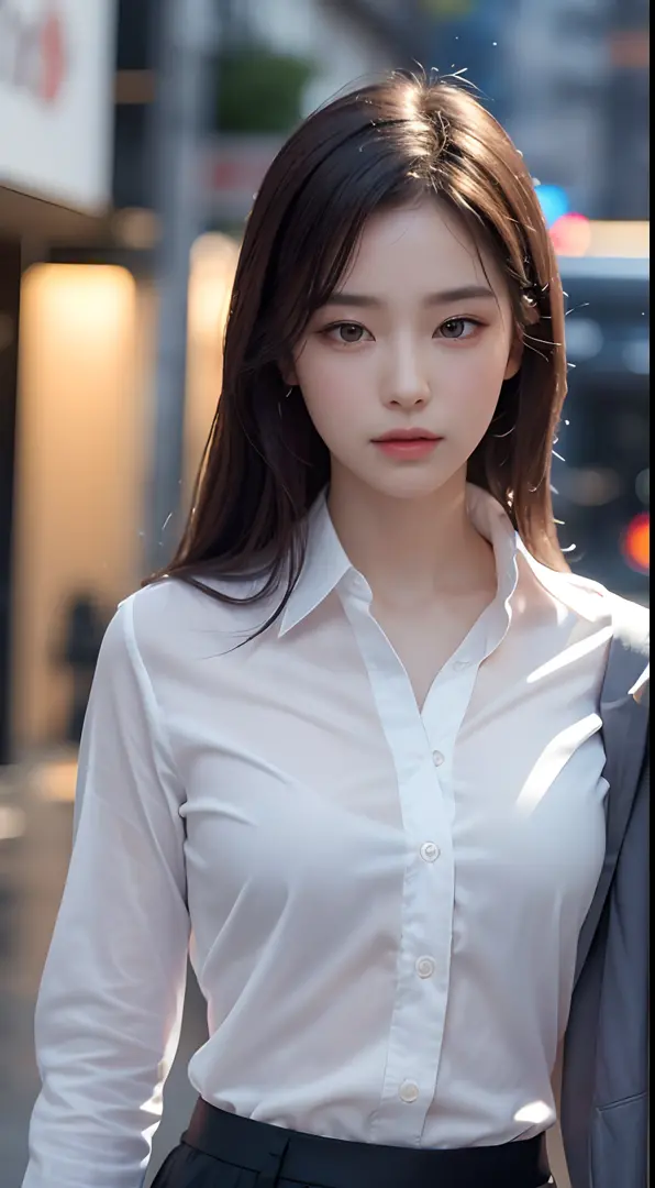 ((Best Quality, 8K, Masterpiece: 1.3)), Sharp: 1.2, Perfect Body Beauty: 1.4, Slim Abs: 1.2, ((Long Hair 1.2)), (Wet White Button Long Shirt: 1.1), (Rain, Street: 1.2), Wet: 1.5, Highly Detailed Face and Skin Texture, Fine Eyes, Double Eyelids, Looking at ...