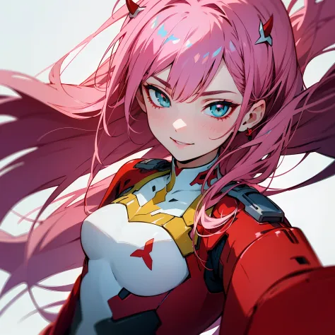 masterpiece, top quality, best quality, official art, beautiful and aesthetic, anime, 1girl, zero two, extremely detailed, color...