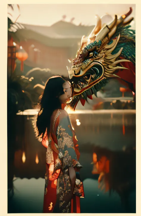 golden dragon, majestic, mythical creature, shimmering scales, fierce expression, long serpentine body, large wingspan, sharp claws, elegant posture, fiery breath, detailed eyes, strong and powerful, Chinese mythology, symbol of luck and prosperity, intric...