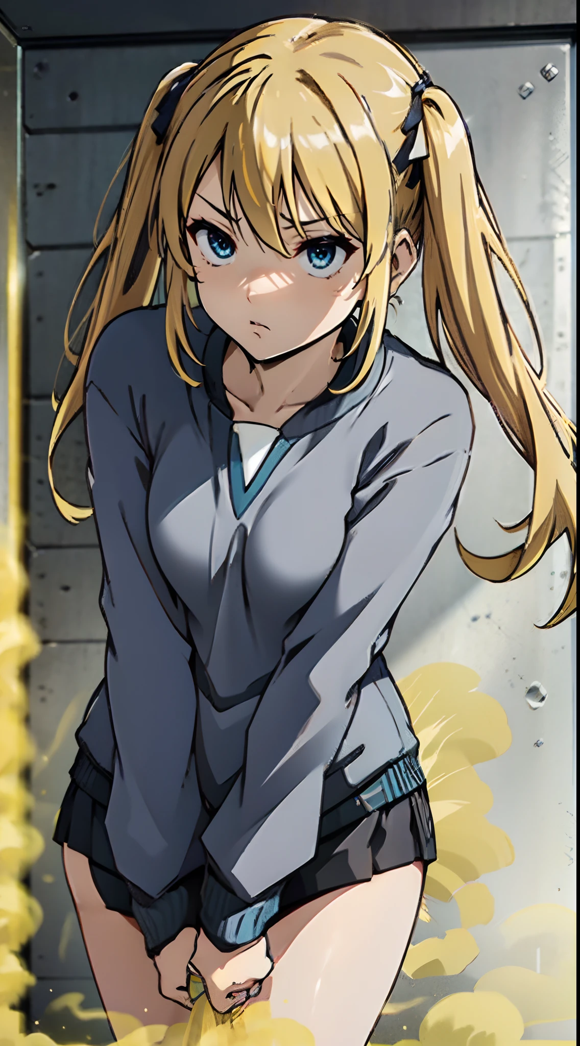 Anime girl with long blonde hair and blue eyes in a room - SeaArt AI