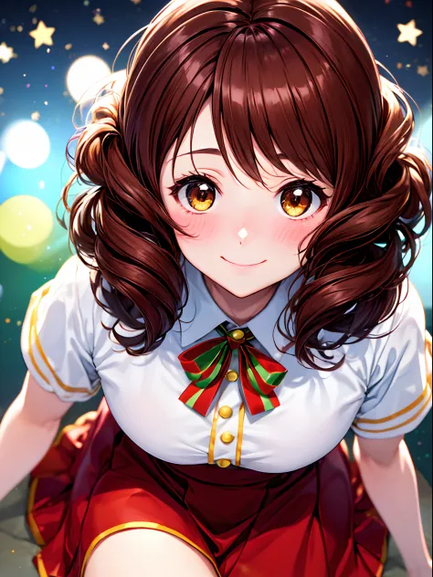 top-quality、Kumiko, 1girl in, Akame, 独奏、front-facing view, red blush,Kumiko is cute no matter who you look at、cute smile face、ne...