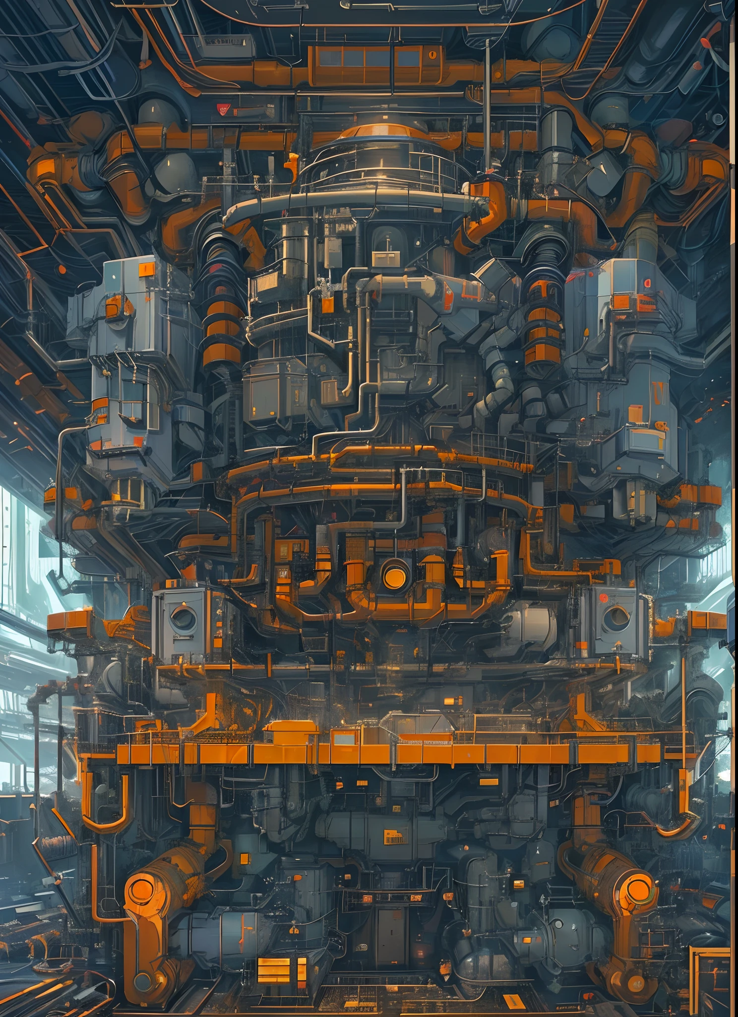 masterpiece, concept art, medium shot, centered, a room filled with lots of pipes and valves, cyberpunk art, featured on pixiv, ship control panel close-up, red building, ghibli artstyle, hyper detailed photo, engine room, shaft, beautiful mature color palette, 2 d cg, one panel, stunningly detailed, hephaestus, petrol energy, cook
, (epic composition, epic proportion), HD