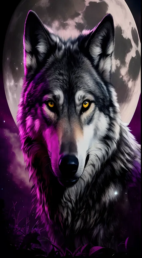 um lobo com olhos amarelos e uma lua cheia ao fundo, lobo cinzento escuro, lobo, Meio Lobo, grande lobo, lone wolf, alpha wolf head, foto de lobo, Wolp, lobo, Angielobo, lobo peludo, Lobo cinzento escuro O'Donnell, wolf head, Ele tem olhos de lobo amarelos...