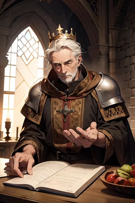 1male, age 70, elder, old man, king , medieval times