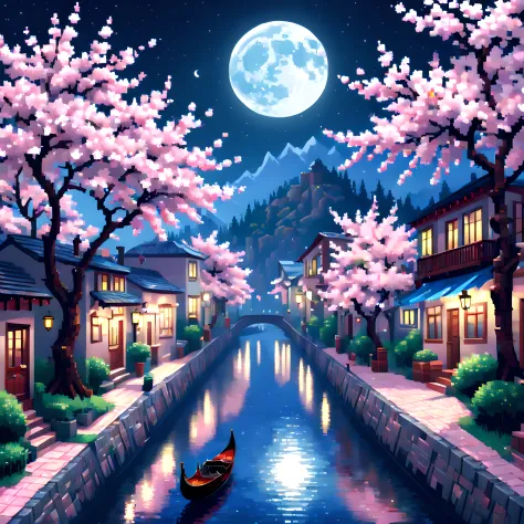 (Cherry blossom And Street:1.5),(landscape:1.5), (Pixel art:1.5), (pixel theme:1.5), (fantasy:1.5), (beautiful scenery:1.5),(lan...