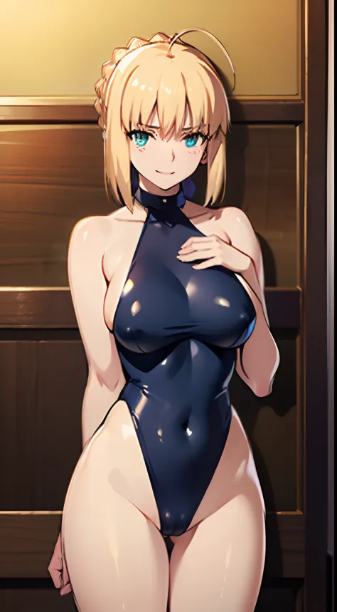 NSFW、（masutepiece、of the highest quality、Best Quality、Official art、Beautiful CG,）artoria、Colossal tits、Photorealsitic、（Rolling eyes:1.5）、masturbation、Smile embarrassedly、Heart symbol in the eye、NSFW、Vegas Casinos、Slingshot swimsuit、tights、neck tie、Navel co...