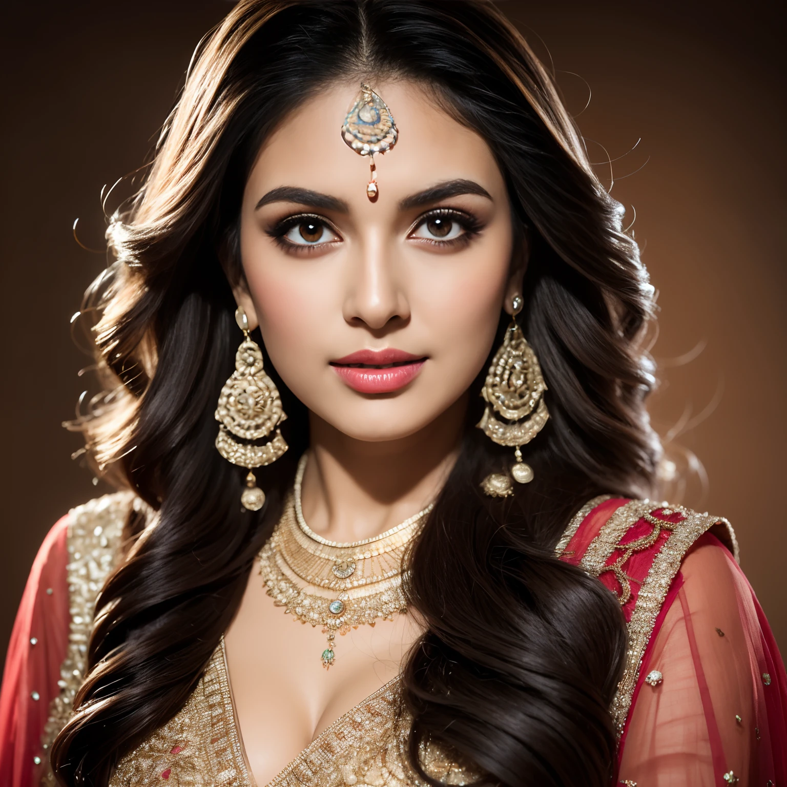 Portrait of A confident-looking indian woman with long flowing hair, celebrating Diwali, having cracker in hand,hazel eyes, with flowing capes, standing in ice, perfect composition, hyperrealistic, super detailed, 8k, high quality, trending art, trending on artstation, sharp focus, siberian photo, intricate details, highly detailed,