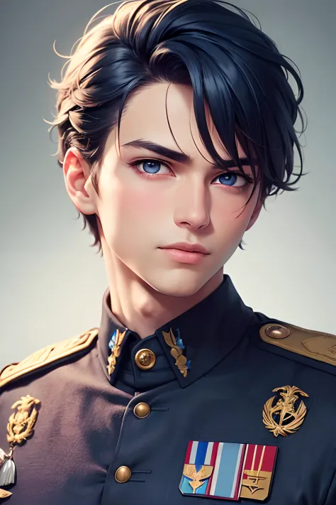 (best quality, masterpiece:1.2), 1man, detailed hair, detailed eyes, detailed lips, (((militar hair))), ((short hair)), (dark sk...