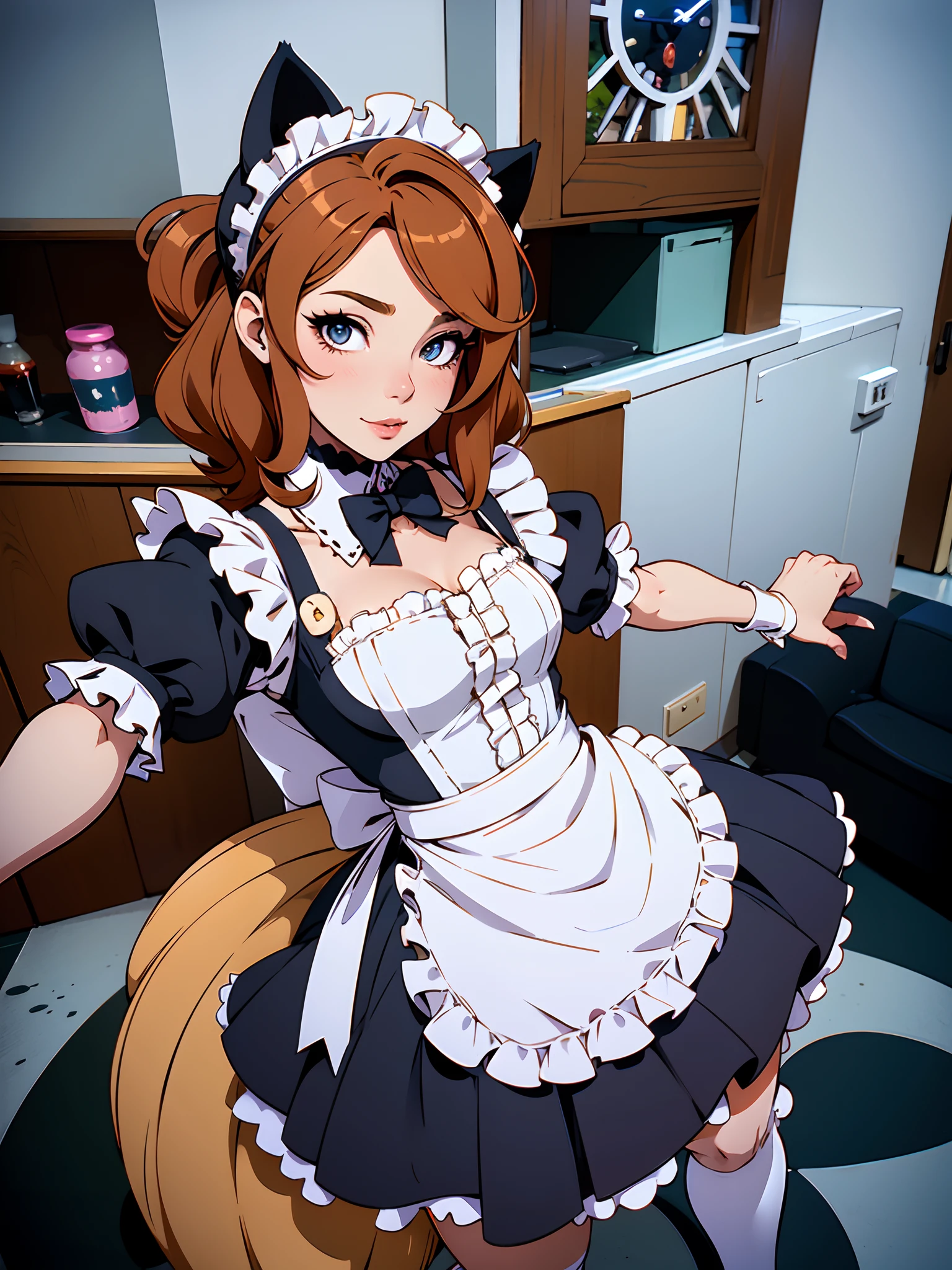 Anime character dressed in maid outfit posing in a kitchen - SeaArt AI