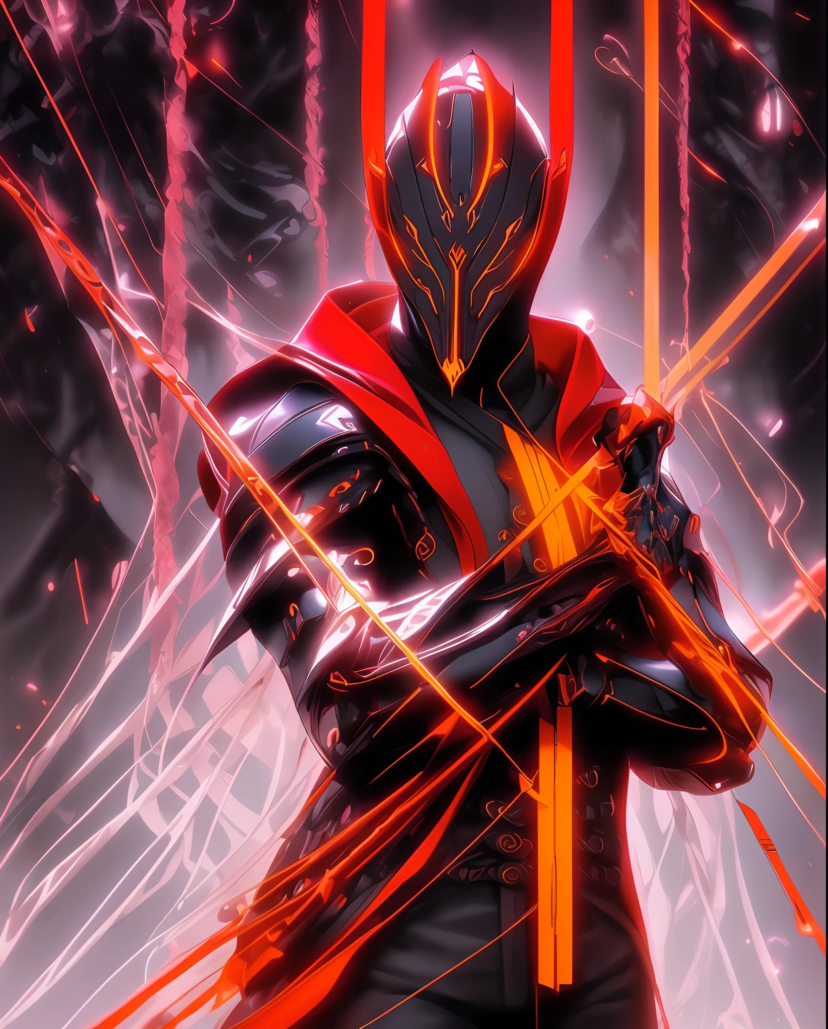 a man in a pink jacket with red accents and black pants standing in a dark room, wearing cultist red robe, red attire, character from mortal kombat, as a character in tekken, fighting game character, cyberpunk assassin, red hooded mage, cyberpunk outfits, red clothes, the red ninja, wearing leather assassin armor, an edgy teen assassin, cool red jacket, cyberpunk street goon