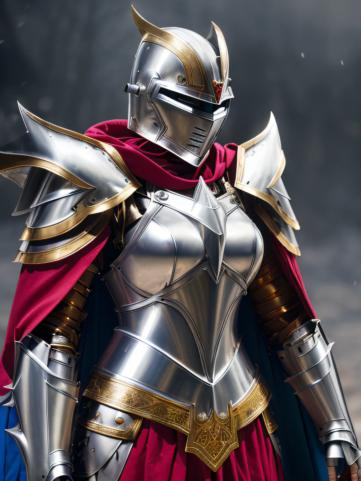 A close up of a woman in a knight costume with a sword - SeaArt AI