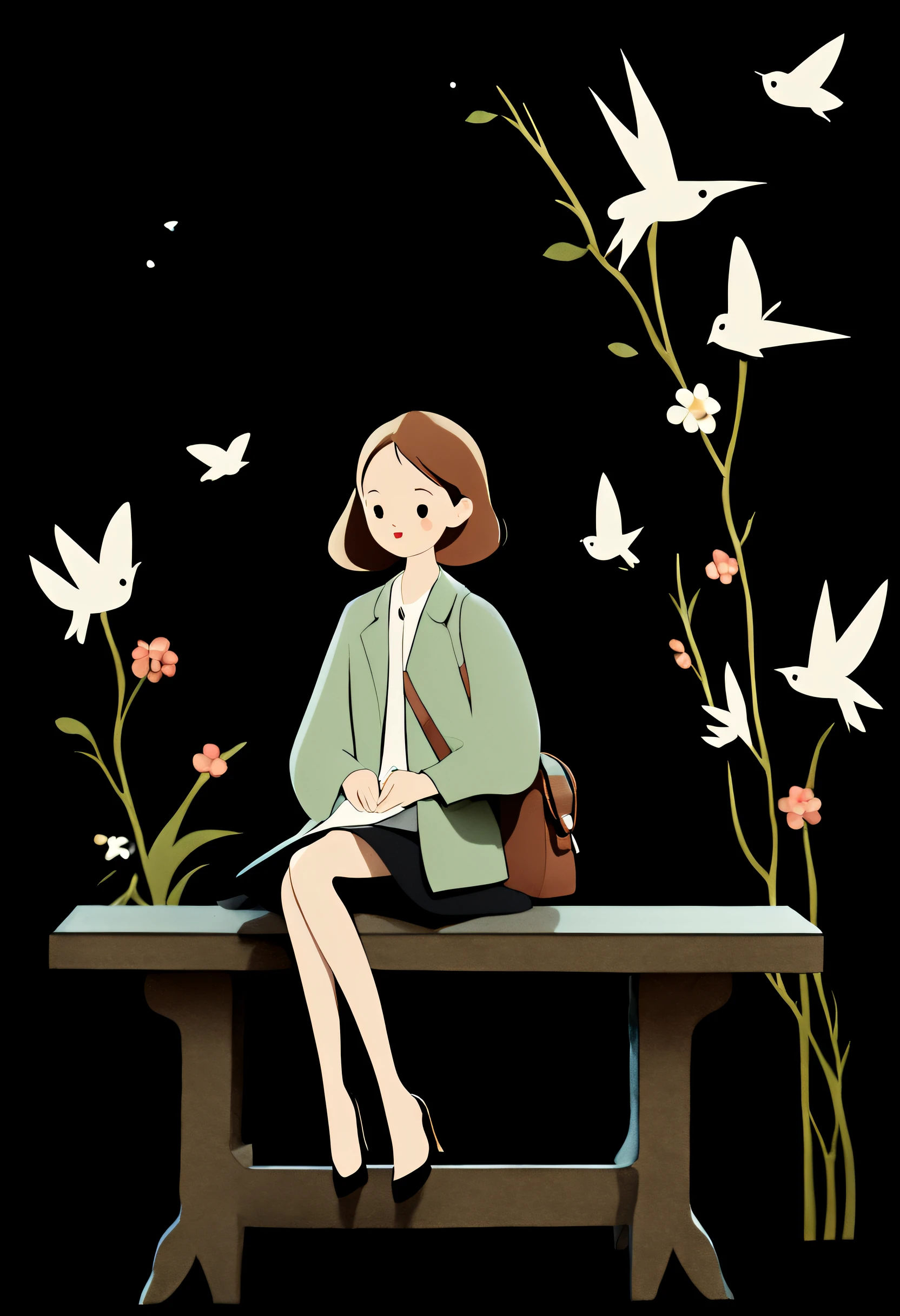 Full body photo sticker of a beautiful woman sitting on a bench and working、Black tights、extremely detailed beautiful face、kim jung gi、liberta、souls、(​masterpiece、 top-quality、top-quality、Official art、Beautifully Aesthetic:1.2)、(1girl in:1.3)、ighly detailed、highestdetailed、(Simple background:1.5)、(Business suits:1.2)、(shinny skin)、​masterpiece、top-quality、hightquality、hight resolution、16 K、raw、超A high resolution、The ultra-detailliert、detaile、extremely delicate and beautiful、A highly detailed、Superb Painting、Art styles、Stylization、