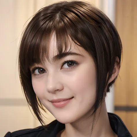 97
(a 20 yo woman,is standing), (a hyper-realistic), (high-level image quality), ((short-hair:1.46)), (hair smooth), (gentle smi...