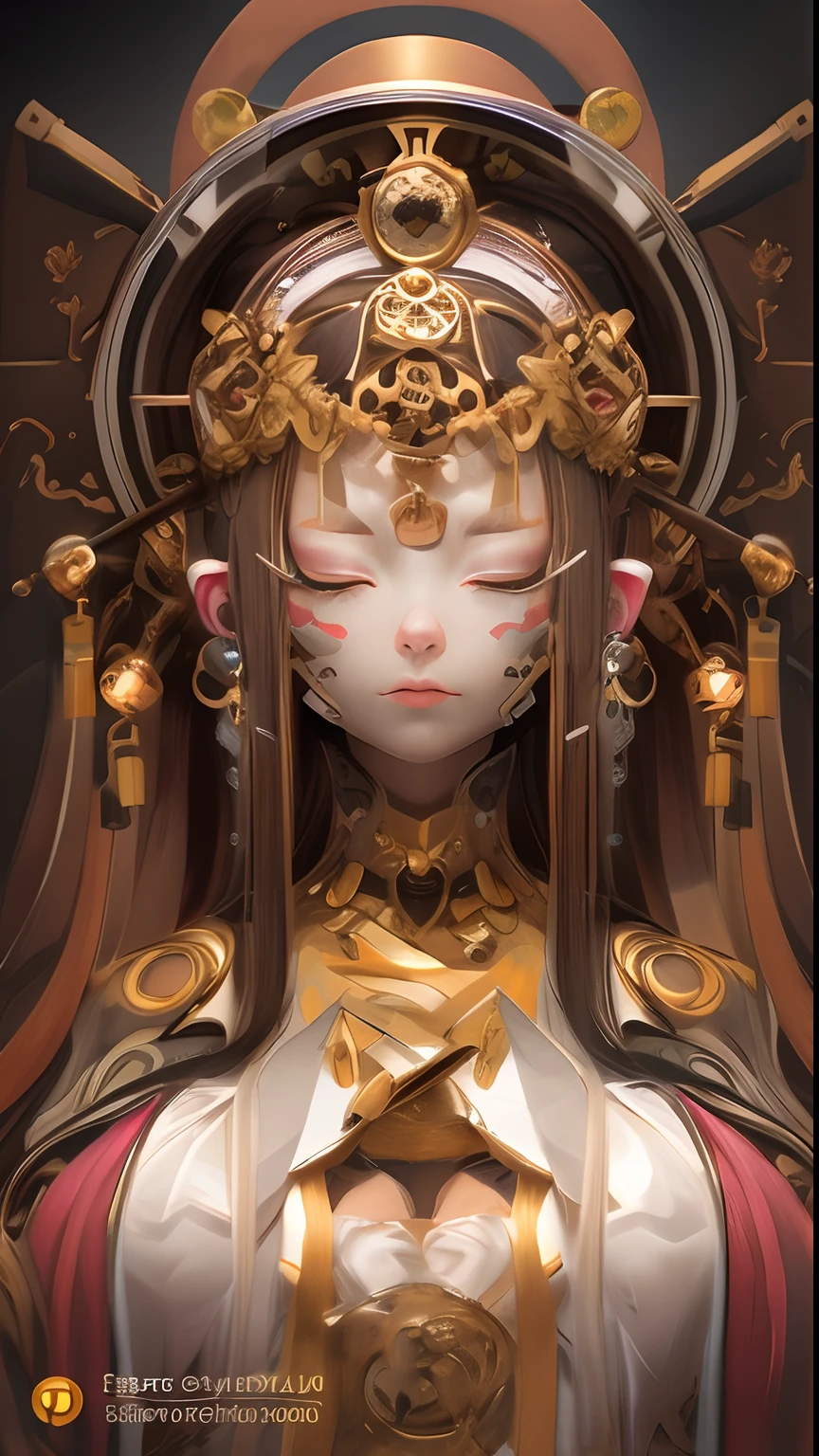 a close up of a woman in a costume with a crown on her head, intricate ornate anime cgi style, pop japonisme 3 d ultra detailed, stunning digital illustration, beautiful digital artwork, exquisite digital illustration, japonisme 3 d 8 k ultra detailed, by Russell Dongjun Lu, elaborate digital art, great digital art with details, intricate digital painting,hands detailed, fingers detail