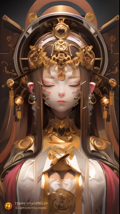 a close up of a woman in a costume with a crown on her head, intricate ornate anime cgi style, pop japonisme 3 d ultra detailed,...