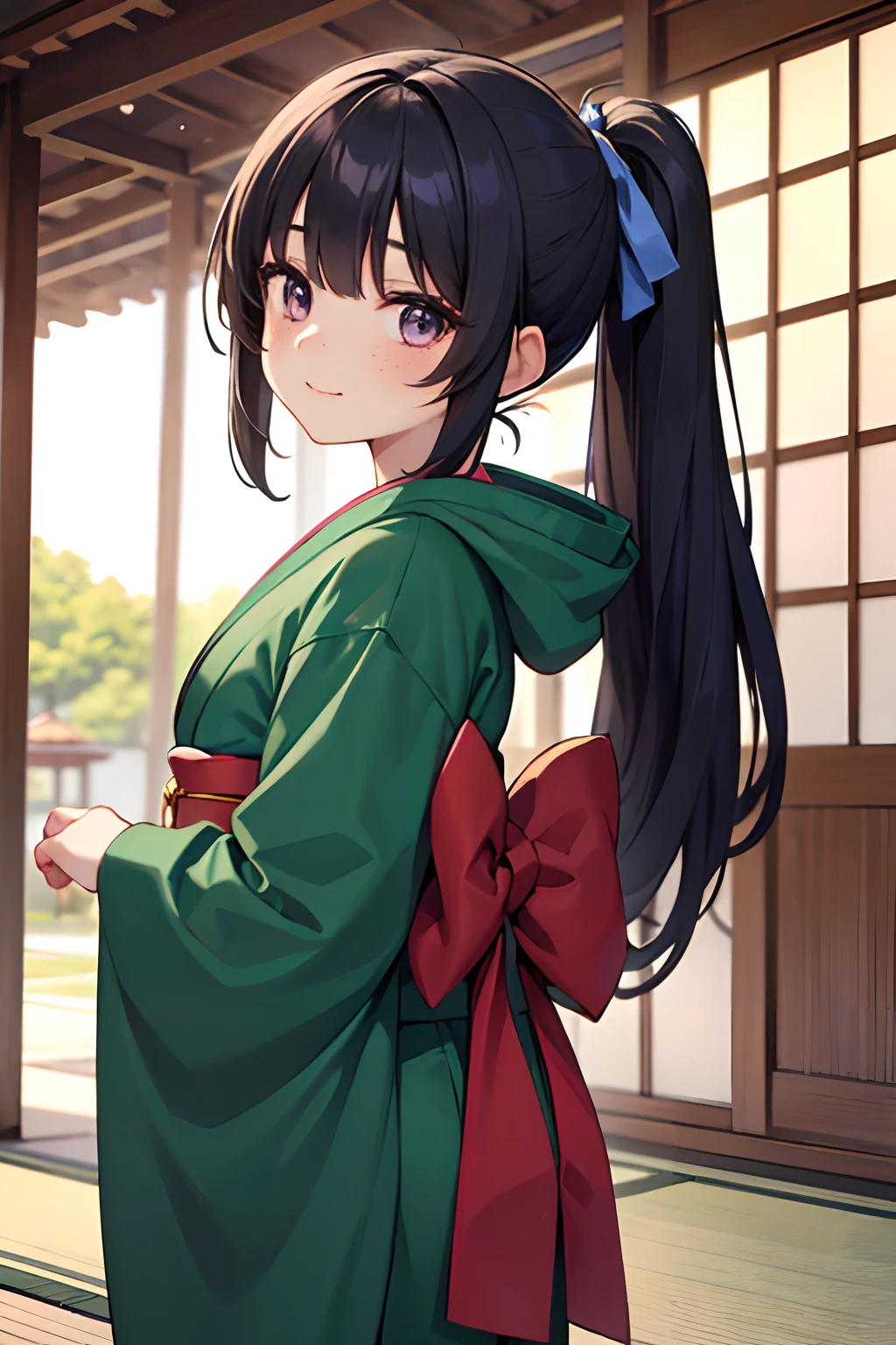 Anime girl in kimono outfit standing in front of a window - SeaArt AI