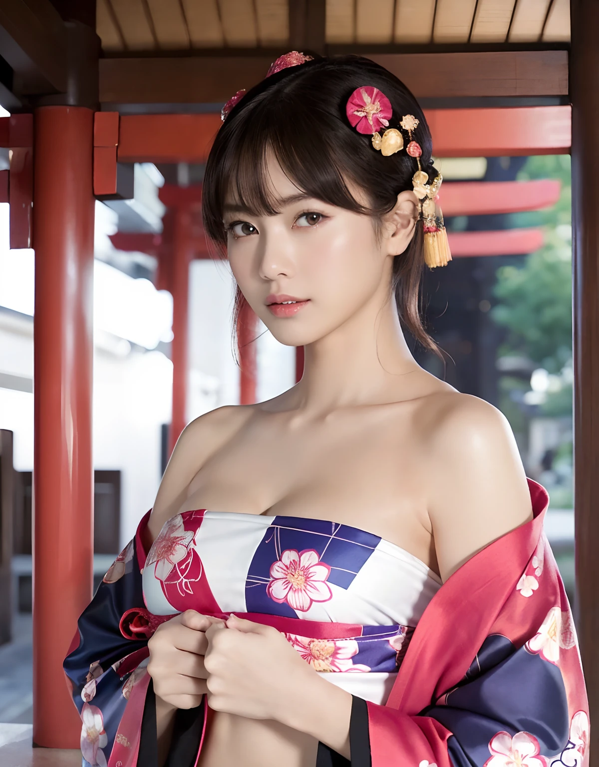 ((femme oiran)),(qualité supérieure、8k、32k、chef d&#39;oeuvre、超Une haute résolution、nffsw:1.3)、(Idole du Japon:1.3)、1 fille dans、(Seins colossaux)、((extremely seins lourds)),(cheveux courts)、les abdominaux、le corps parfait、(((aisselle))),((femme oiran)), traits délicats du visage, Ultra réaliste, Hyper réaliste, clavicule、Ombre、rendu octan、((maikurobikini)),((Portez un beau kimono avec un degré élevé d&#39;exposition)),visage hyperdétaillé、Lèvres détaillées、finement les yeux、double paupière、(charmant)、((agitation:1.5))、maikurobikini、((nombril))、aisselle、((Ninja femelle)),Kunoichi Ninja、Lancer des shurikens、Le Japon tenant une épée、Expression mystique、Fond de sanctuaire、Vieille ville du Japon、((seins lourds)),Toostock、Mecosuji、Kimono à motif floral coloré、contraste élevé、(((Un kimono aux couleurs vives))),seins lourds、((Pot glamour)).((Prenez une variété de poses sexy)),vaciller、Le kimono s&#39;enlève、