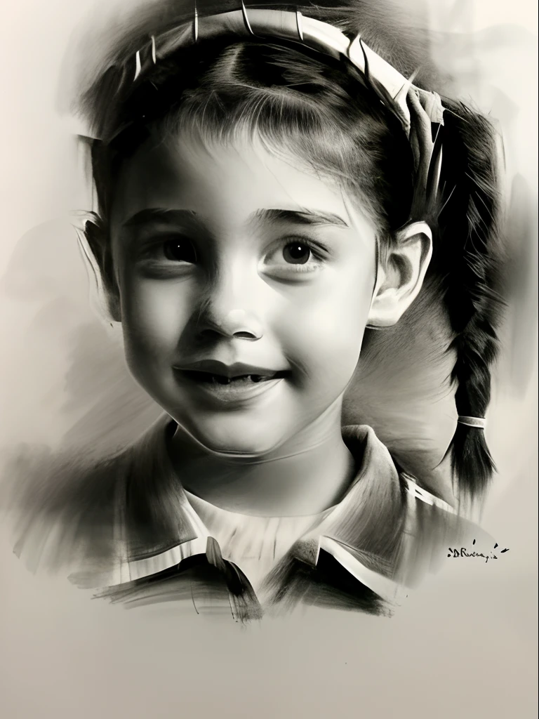 Sketch art style，1girll,elementary student，Portrait,Realistic,in ，Carrying a bulging school bag，Look at the camera shyly，at a loss，side-lighting,the wallpaper,The ultra-realistice,Masterpiece,Best quality,(Intricate details),A high resolution,(photo-realistic:1.37),Dynamic Angle,Unity 8k wallpaper,cow boy shot，escala cinza，Mono Color，