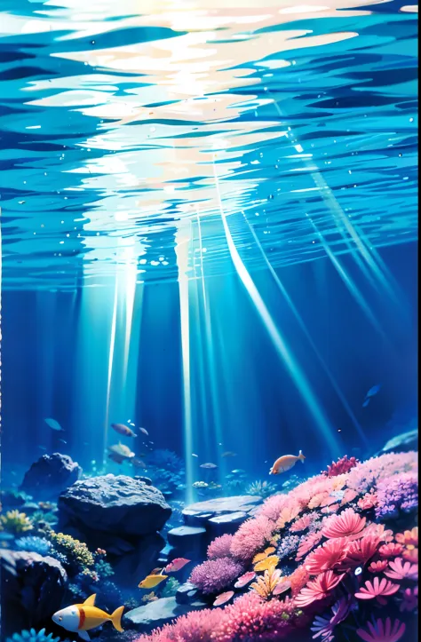 underwater ocean background with fish