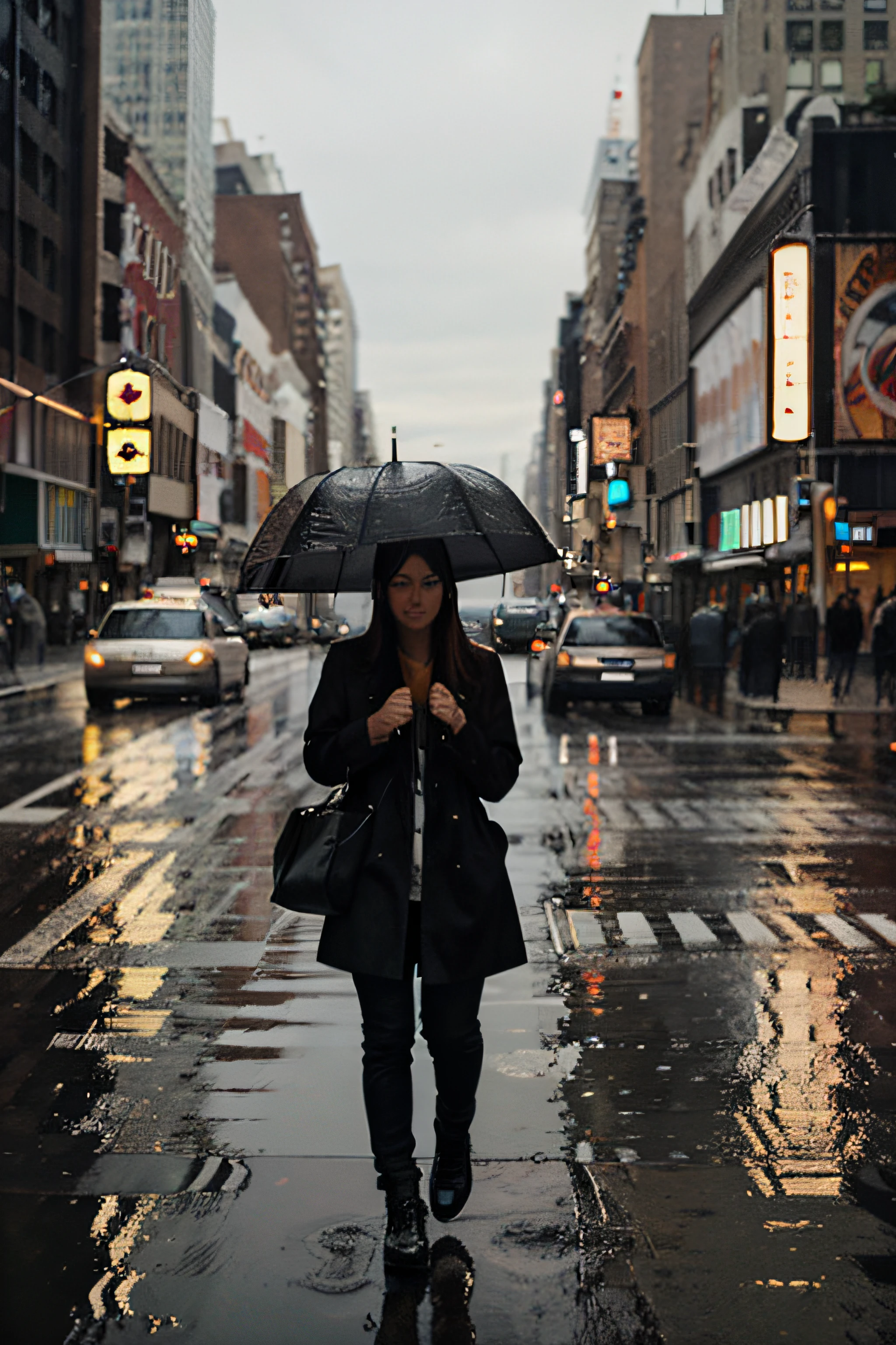 ニューヨークの街路，雨の日