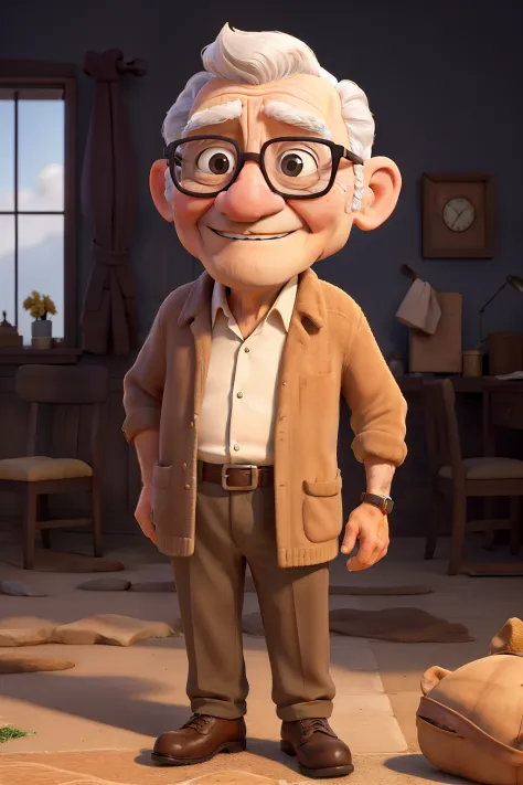 Obra-prima, de melhor qualidade, an elderly man with glasses, vestindo um terno preto