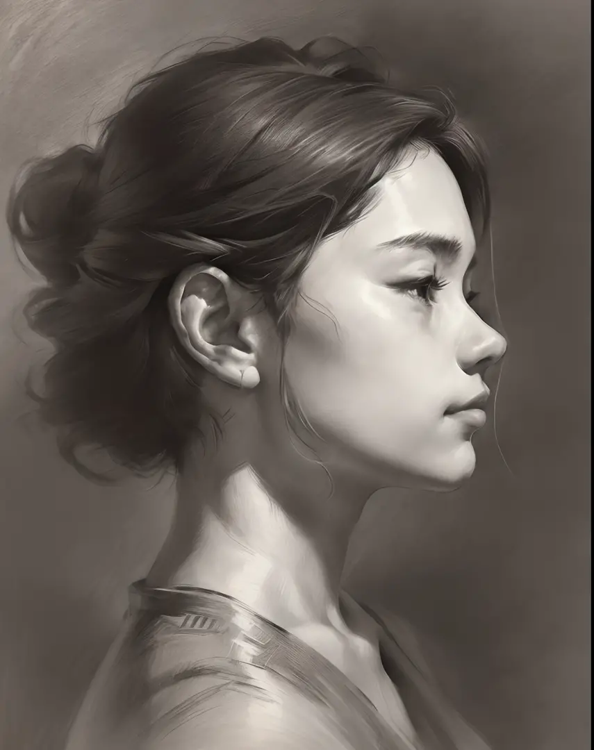 (A high resolution,Best quality,Realistic),(Portrait,Character) 's (shoun:1.1),(Side view:1.1),Portrait in (Classic charcoal sty...