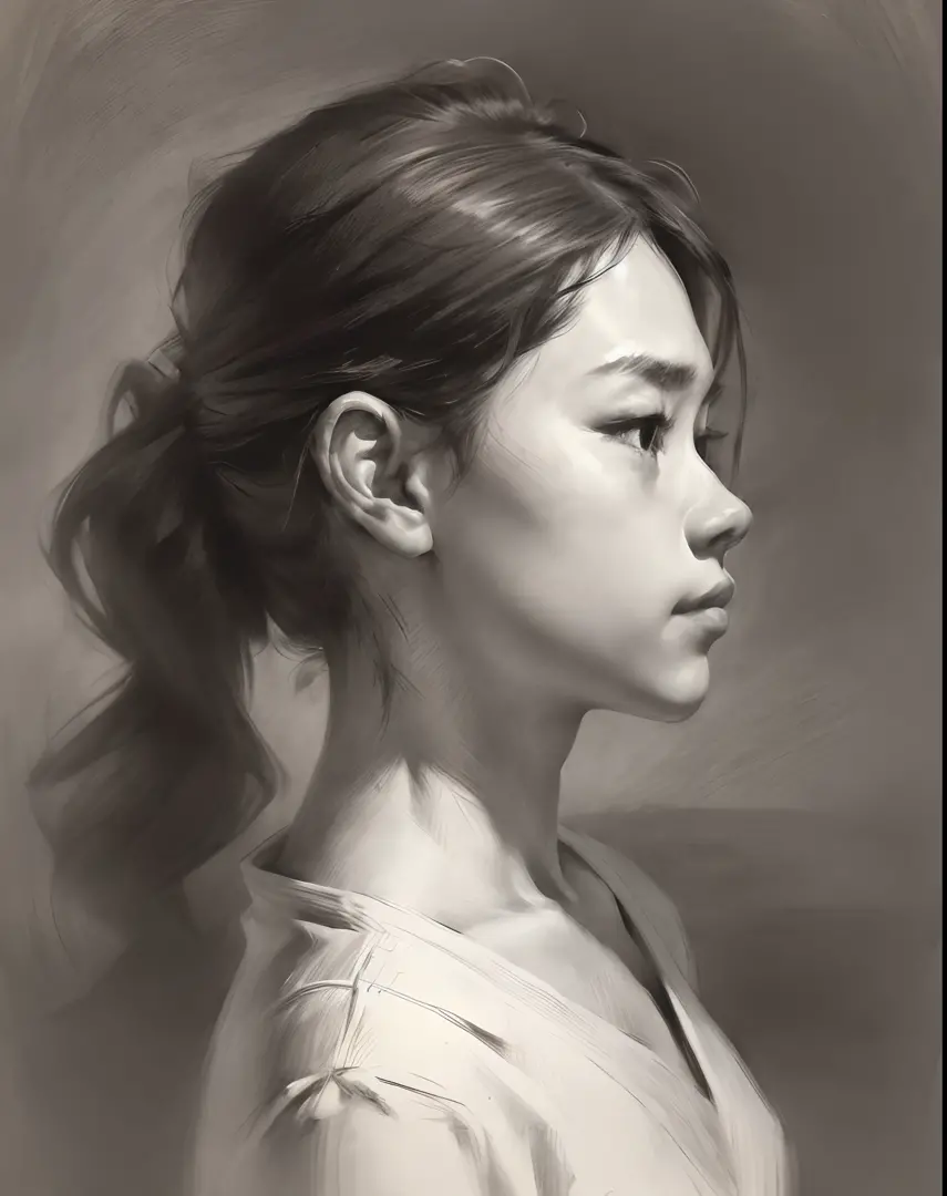 (A high resolution,Best quality,Realistic),(Portrait,Character) 's (shoun:1.1),(Side view:1.1),Portrait in (Classic charcoal sty...