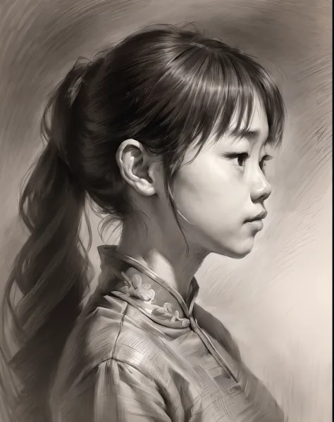 (a high resolution,best quality,realistic),(portrait,character) 's (chinese girl:1.1),(side view:1.1),portrait in (classic charc...